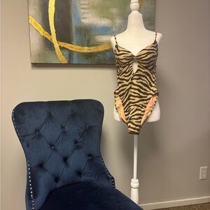 J. Crew Black and Tan One Piece Swimwear Animal Print